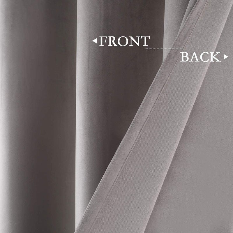 SPXTEX Grey Velvet Curtains for Living Room and Bedroom - Super Soft, Blackout, Heavy, 108 Inches Long With Grommets - Set of 2 Panels, Light Grey - Image 4